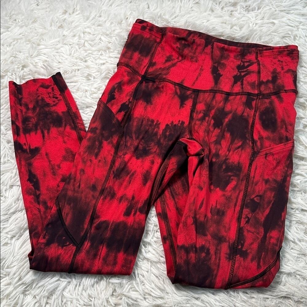 Lululemon Fast and Free Tight II 25" *Game Day Game Day Red Black Multi